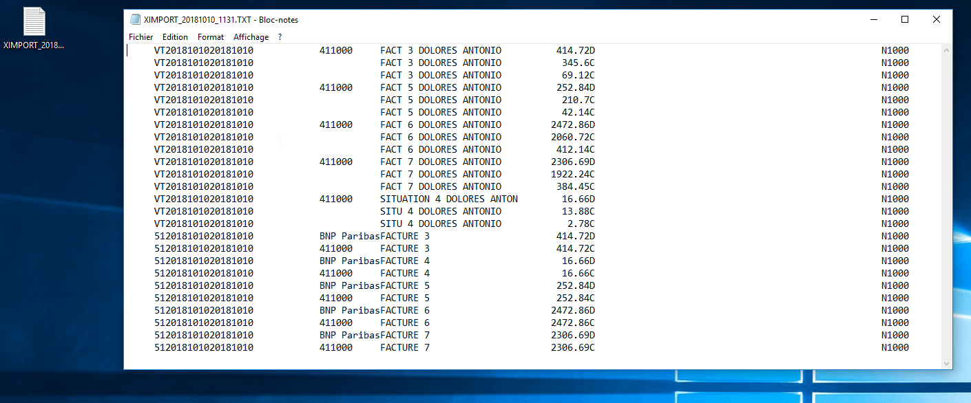 export comptable situation facture écritures comptable