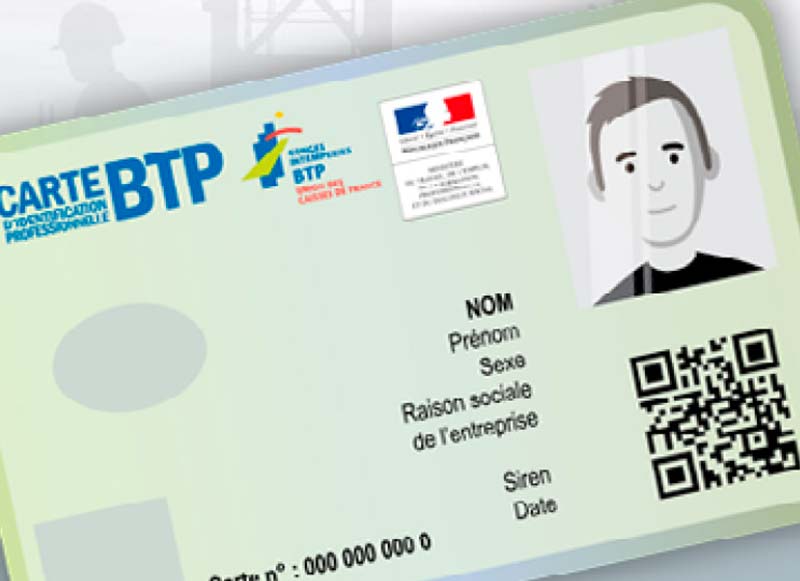 Carte BTP obligatoire sur les chantiers