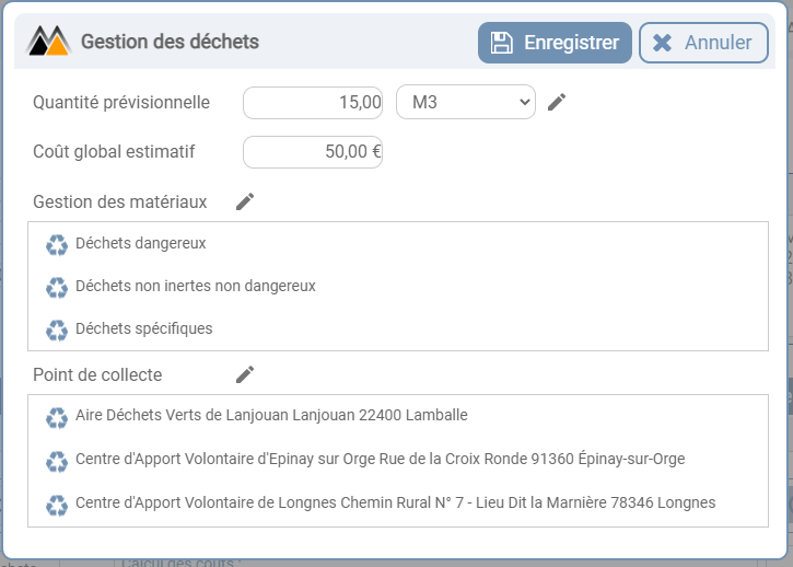 Fenêtre gestion déchets