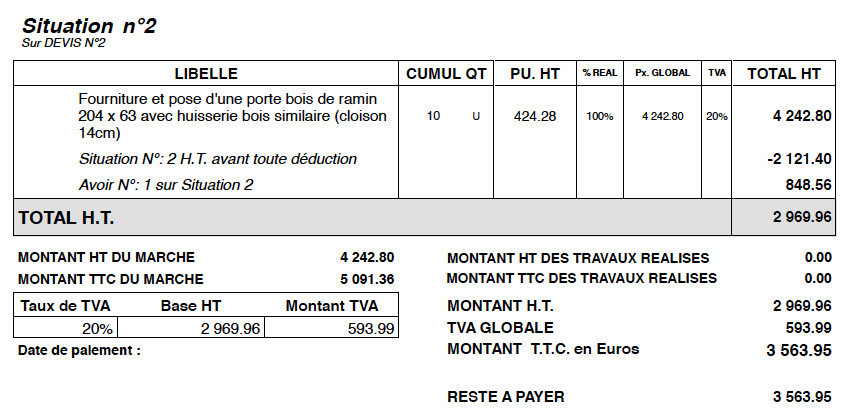 Facture de cloture