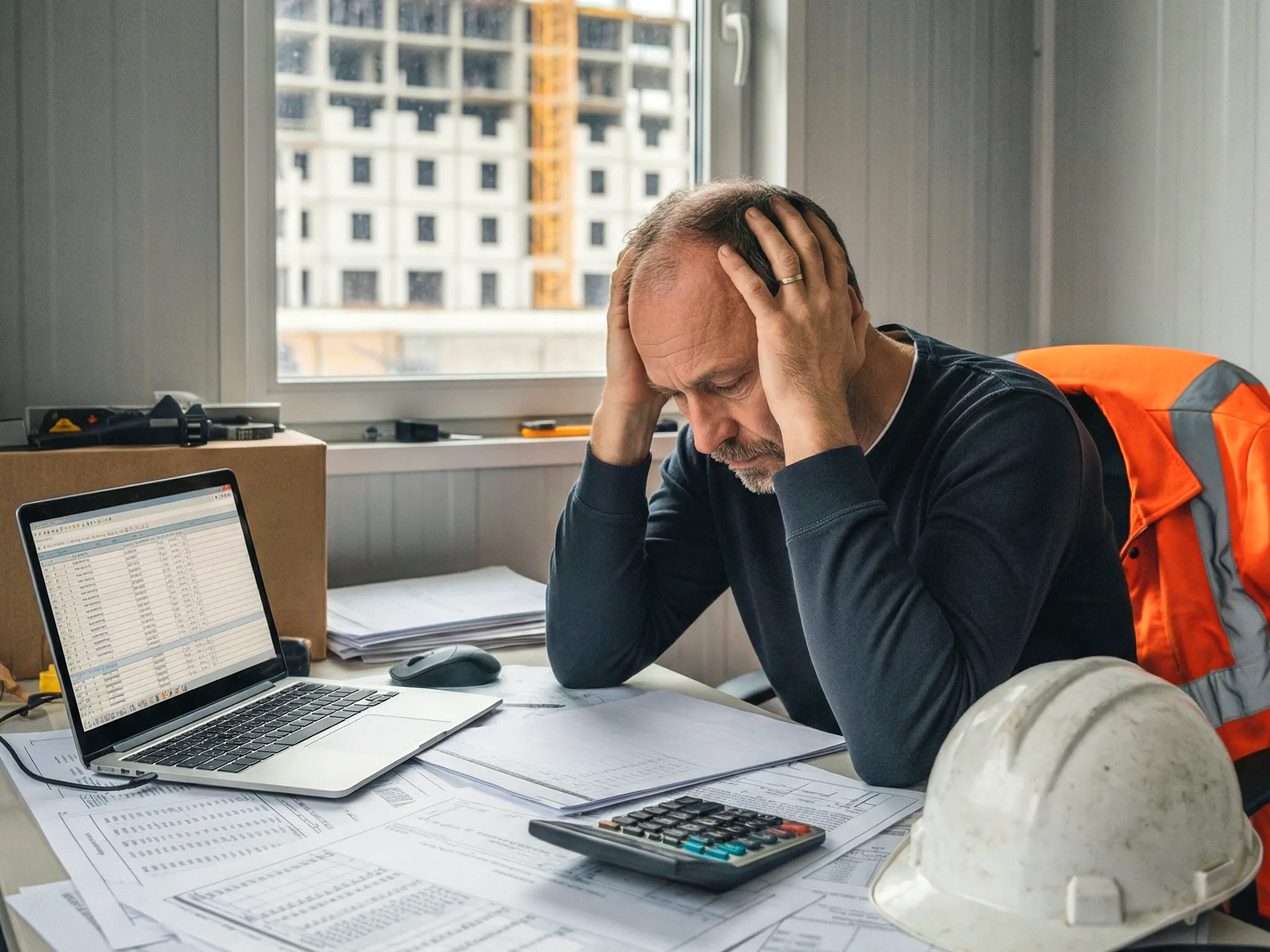 Artisan soucieux dans ses chiffres