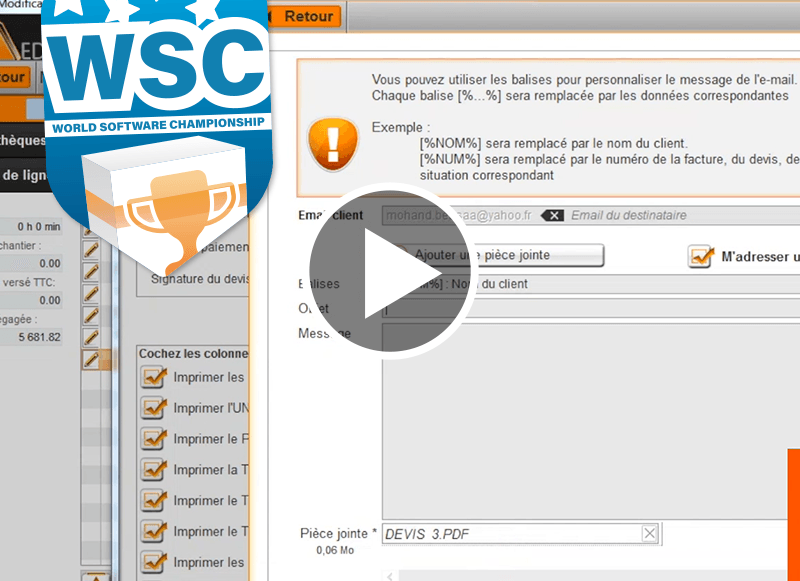 Épisode Final WSC : Envoi de devis par mail